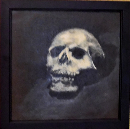 folla style scull oil on board