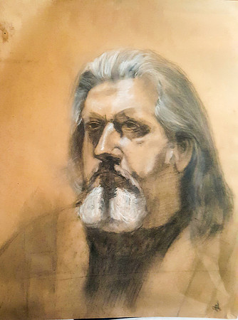 charcoal and conte on kraft paper